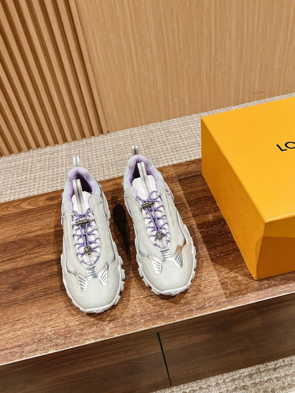 LV Rush Sneaker Nero Mix Viola Pelle di Vacchetta