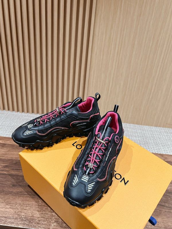 LV Rush Sneaker Nero Mix Rosa Pelle di Vacchetta