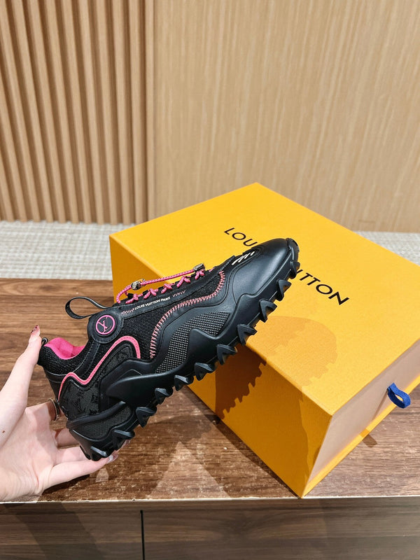 LV Rush Sneaker Nero Mix Rosa Pelle di Vacchetta