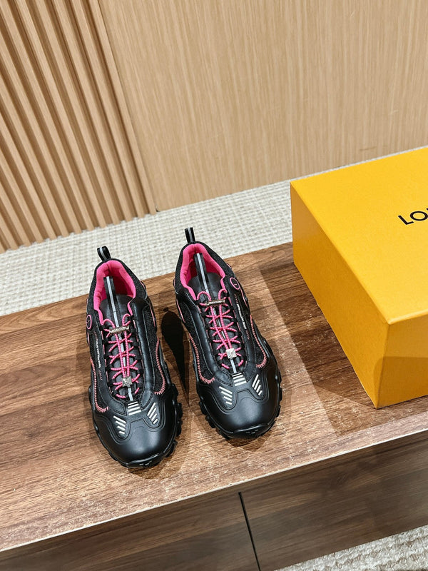 LV Rush Sneaker Nero Mix Rosa Pelle di Vacchetta