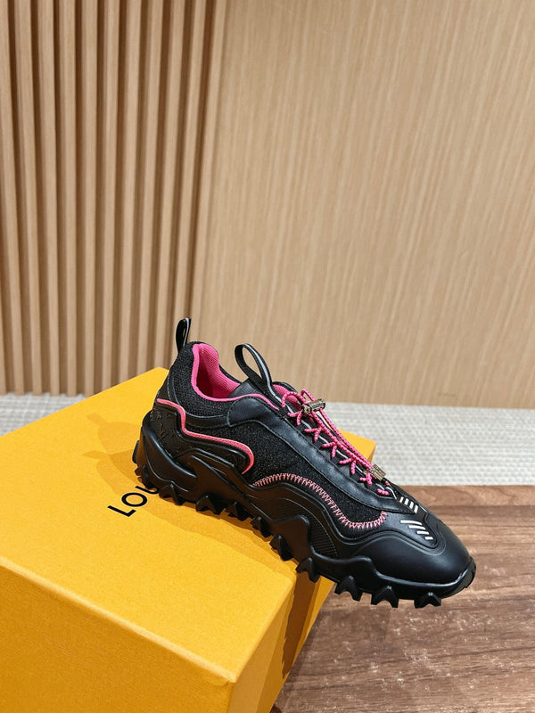 LV Rush Sneaker Nero Mix Rosa Pelle di Vacchetta