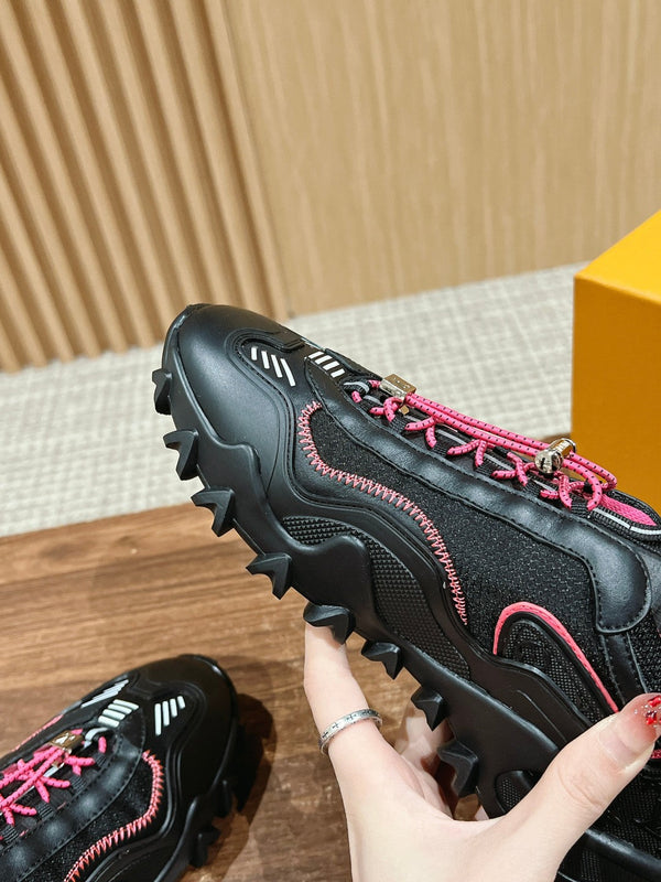 LV Rush Sneaker Nero Mix Rosa Pelle di Vacchetta