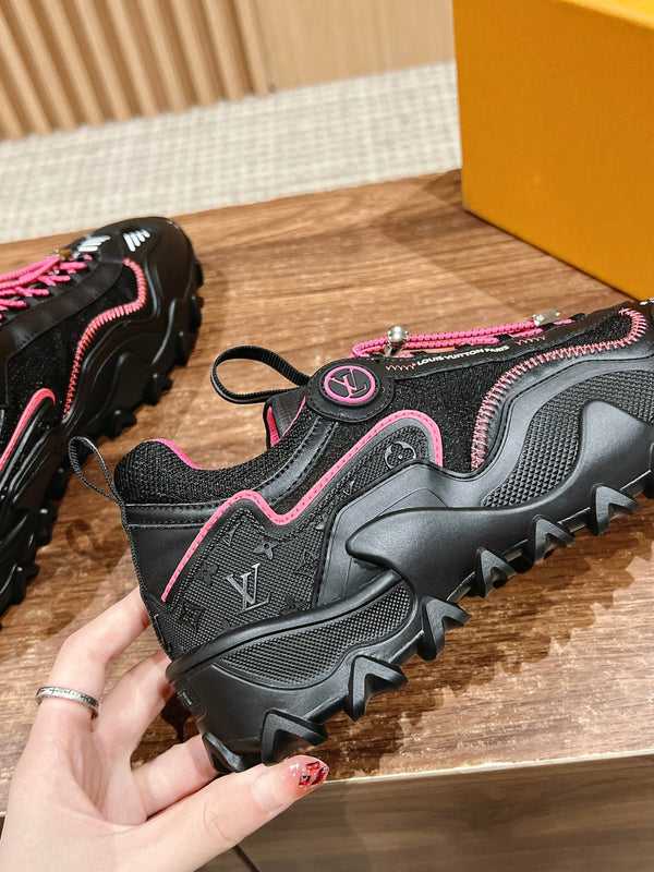 LV Rush Sneaker Nero Mix Rosa Pelle di Vacchetta