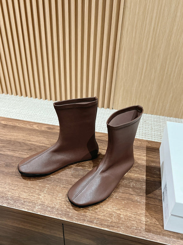 The Row Mid Sock Boots Brown Sheepskin 427972