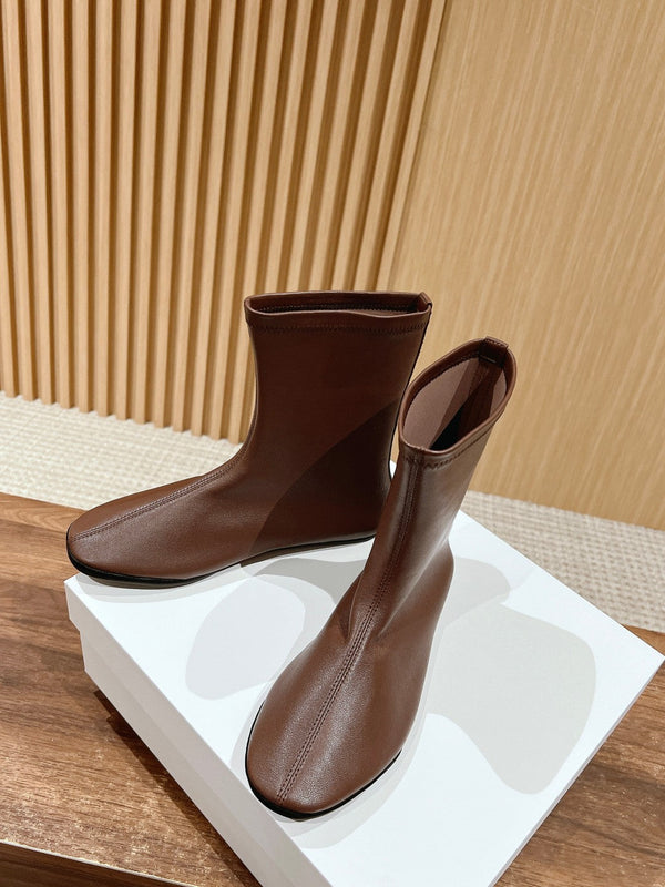 The Row Mid Sock Boots Brown Sheepskin 427972