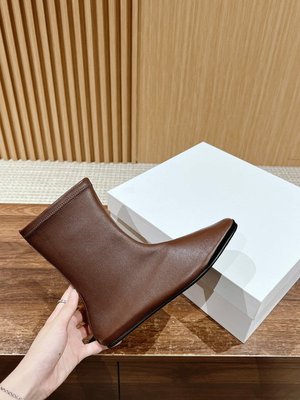 The Row Mid Sock Boots Brown Sheepskin 427972