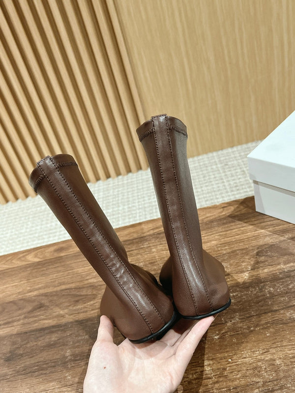 The Row Mid Sock Boots Brown Sheepskin 427972