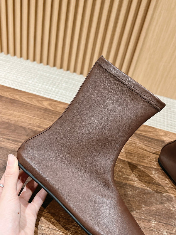 The Row Mid Sock Boots Brown Sheepskin 427972