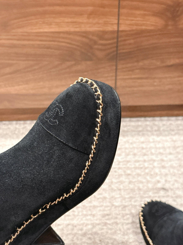CC 25 Chelsea High Boots With Chain 85mm Black Suede 428213