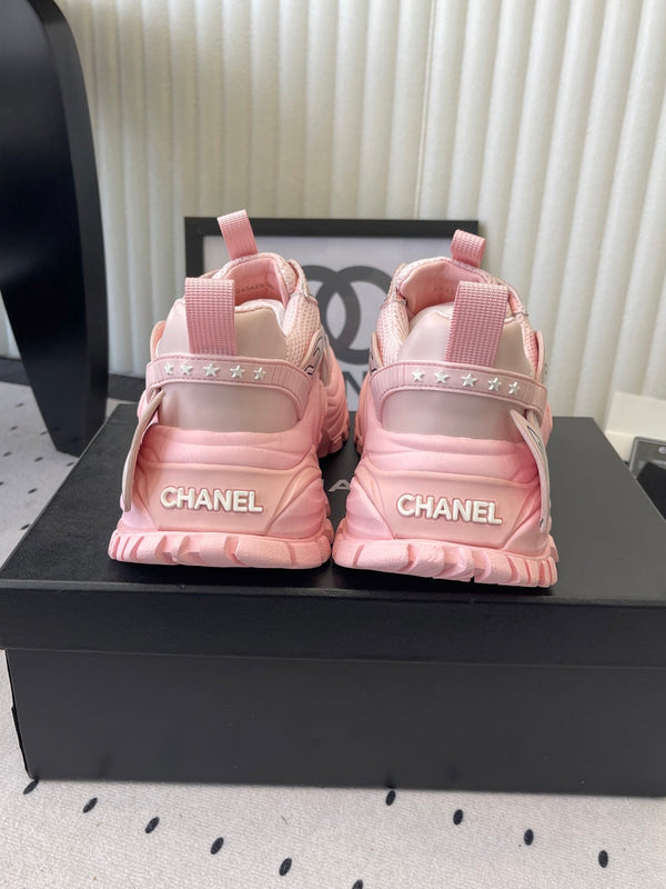 CC Platform Sneakers Pink Mesh Rubber 611800