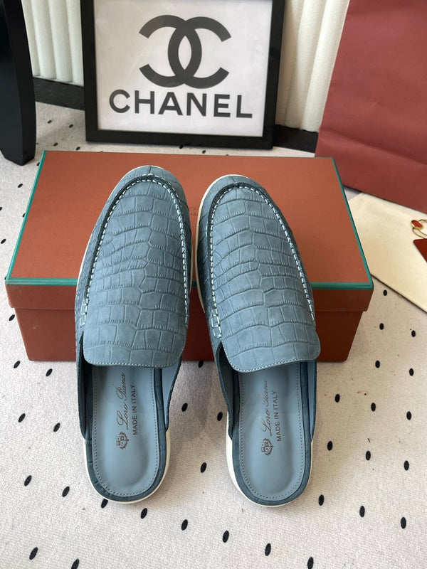 LP 26s Mule Loafers Stale Blue Crocodile-Embossed Leather 892429