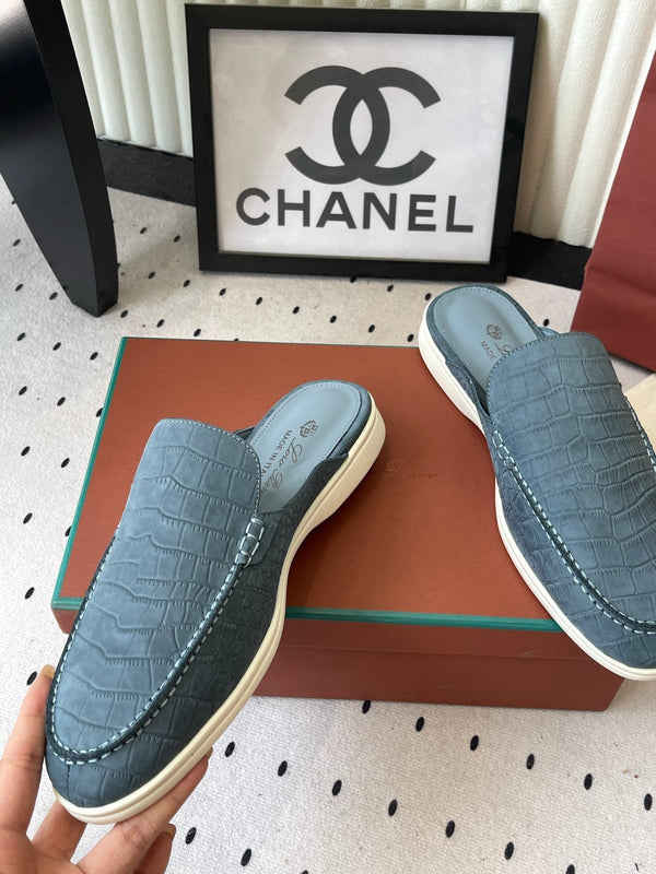 LP 26s Mule Loafers Stale Blue Crocodile-Embossed Leather 892429