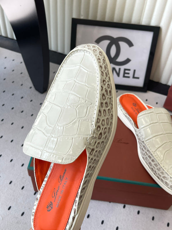 LP 26s Mule Loafers White Crocodile-Embossed Leather 892433