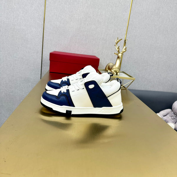 One Stud Sneaker Garavani Blue Calfskin White Fabric