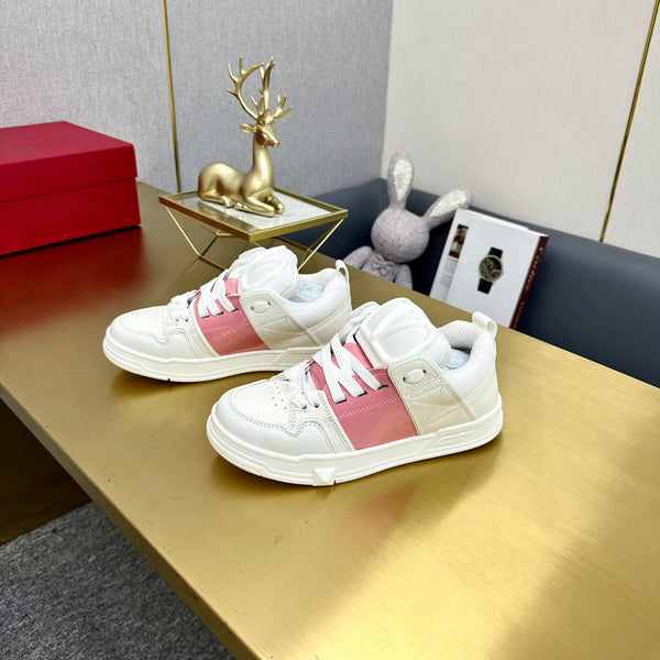 One Stud Sneaker Garavani Calfskin Fabric Light Pink White