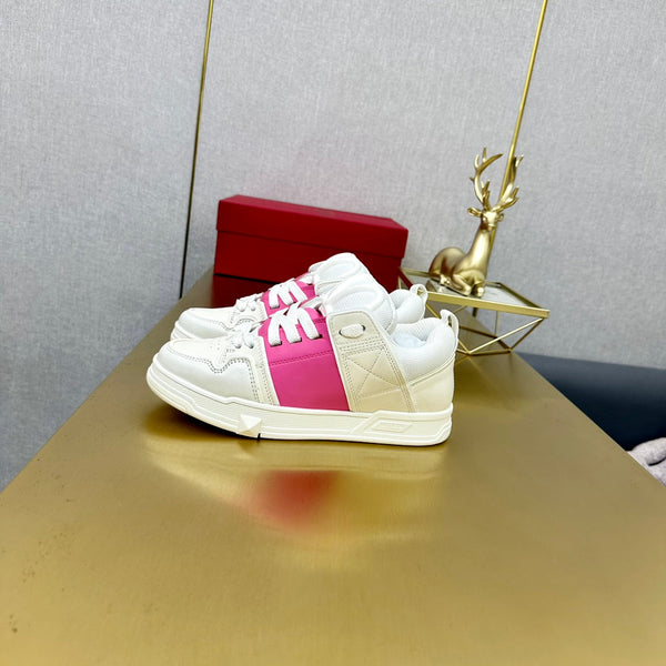 One Stud Sneaker Garavani Calfskin Fabric Pink White