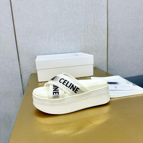 Celine Block Slide White Fabric with Rubber 238138