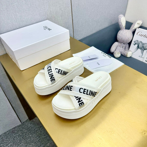 Celine Block Slide White Fabric with Rubber 238138
