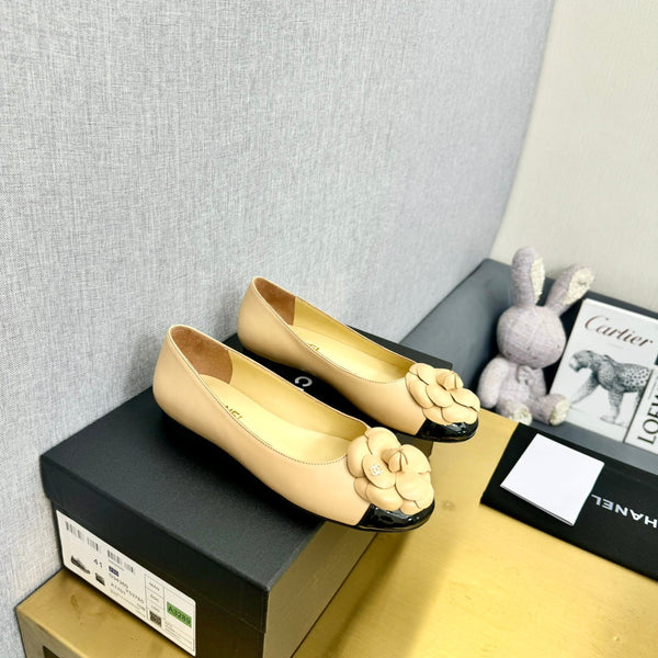 CC Loafers Nude Leather Mix Floral Pattern 297798