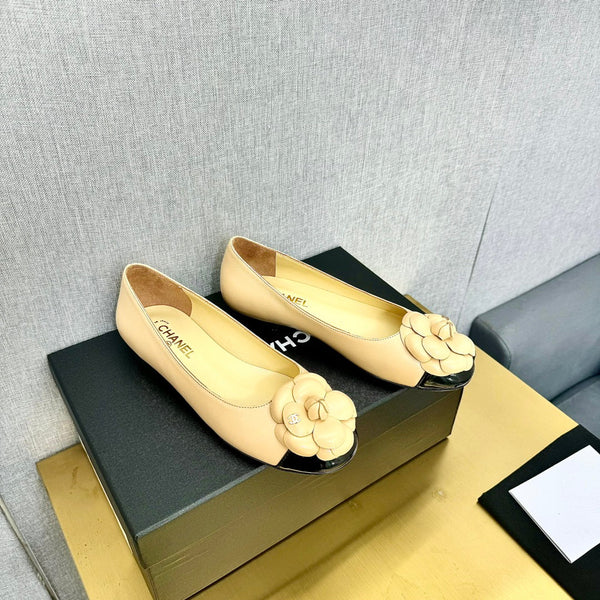 CC Loafers Nude Leather Mix Floral Pattern 297798