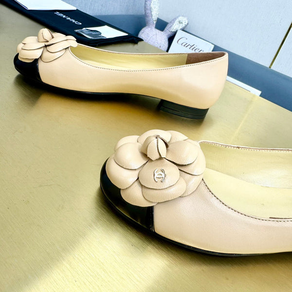 CC Loafers Nude Leather Mix Floral Pattern 297798