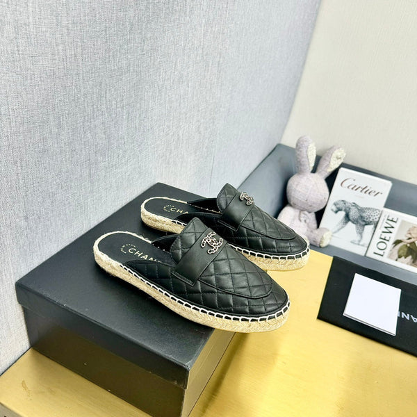 mulo in pelle di vitello trapuntata nera