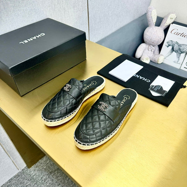 mulo in pelle di vitello trapuntata nera