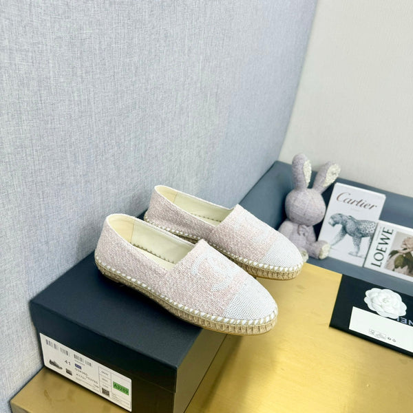 espadrillé pink tweed white sequin