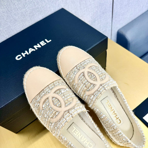 espadrilles beige raffia calfskin