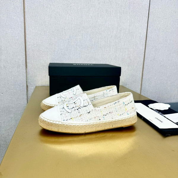 espadrilles white fabric calfskin