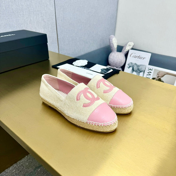 espadrilles beige fabric pink calfskin