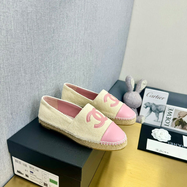 espadrilles beige fabric pink calfskin