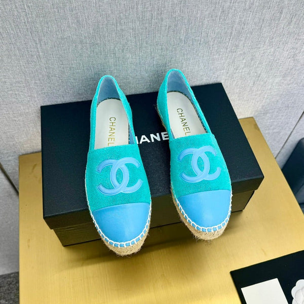 espadrillas tessuto turchese pelle di vitello blu