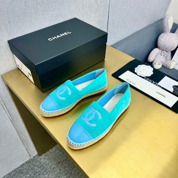 espadrilles turquoise fabric blue calfskin