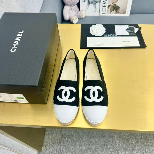 espadrilles black fabric white calfskin