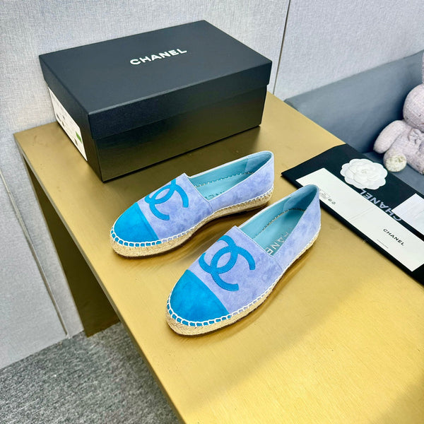 espadrillas in camoscio viola blu e azzurro