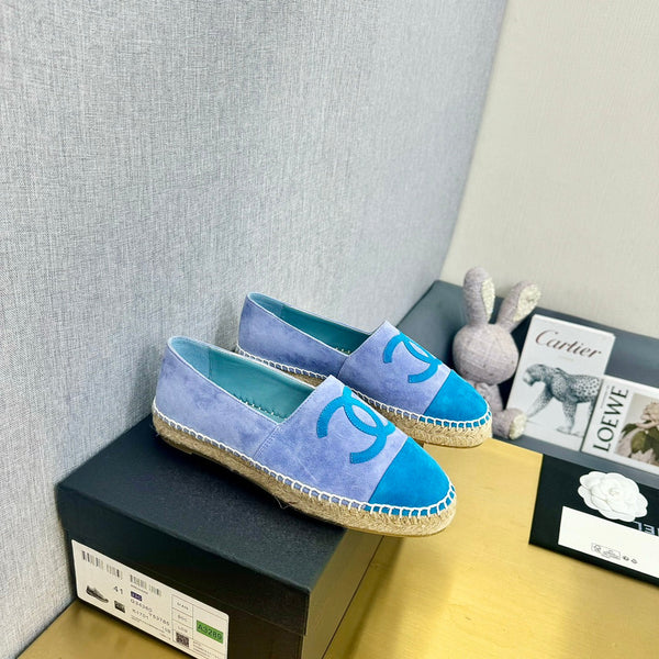 espadrillas in camoscio viola blu e azzurro