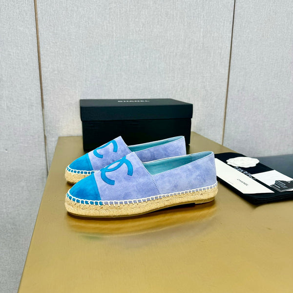 espadrillas in camoscio viola blu e azzurro