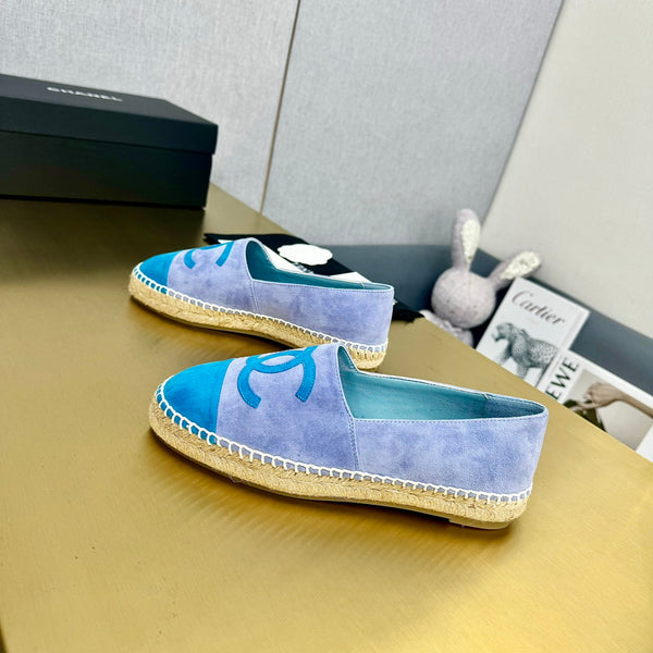 espadrillas in camoscio viola blu e azzurro