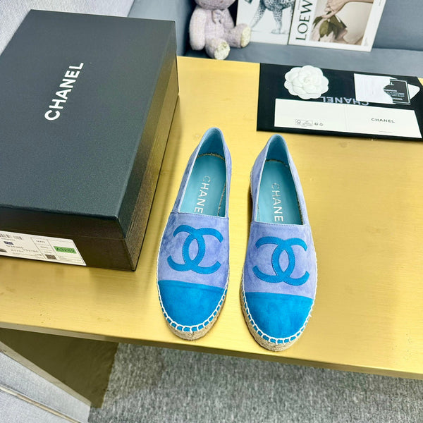 espadrillas in camoscio viola blu e azzurro