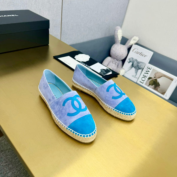 espadrillas in camoscio viola blu e azzurro