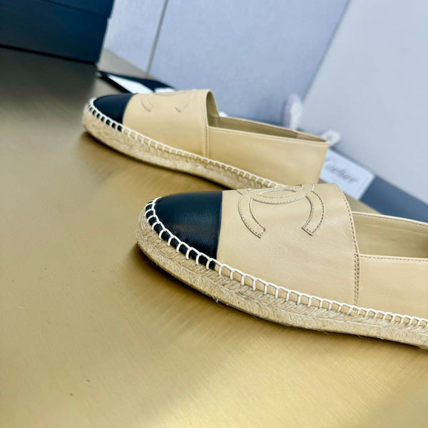 espadrilles light beige and black calfskin