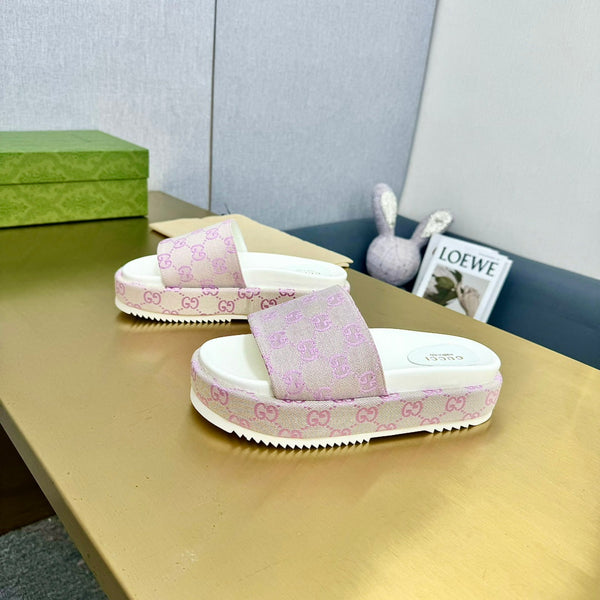 GG PLATFORM SLIDE SANDAL PASTEL PINK CANVAS