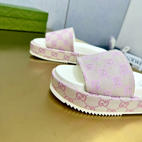 GG PLATFORM SLIDE SANDAL PASTEL PINK CANVAS