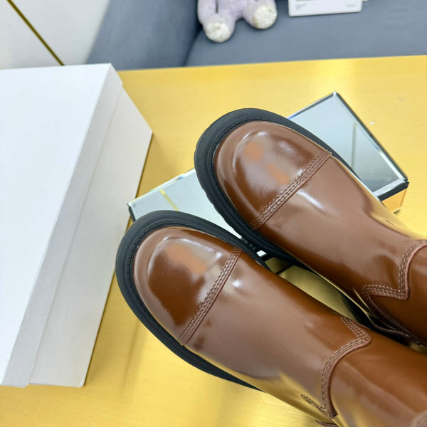 CD Ankle Boot In Glossy Brown Red Cowhide 111760