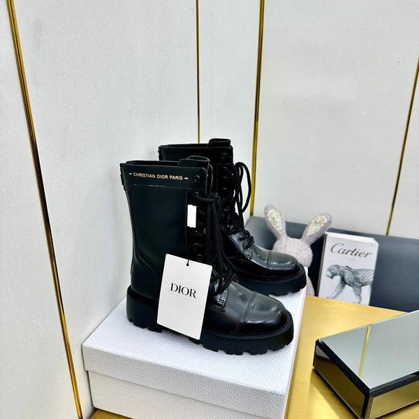 CD D-Unit Ankle Boot 40mm In Plain Black Calfskin 111776