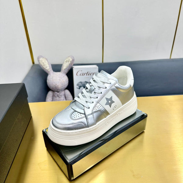 CD Star Platform Sneaker In Silver Mix White Calfskin 111090