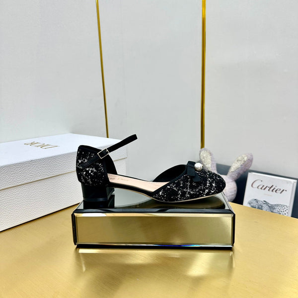 CD Ballet Slingback Pump 35mm In Black Tweed And Lambskin 111016