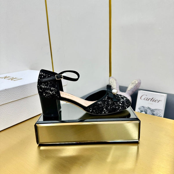 CD Ballet Slingback Pump 50mm In Black Tweed And Lambskin 111018