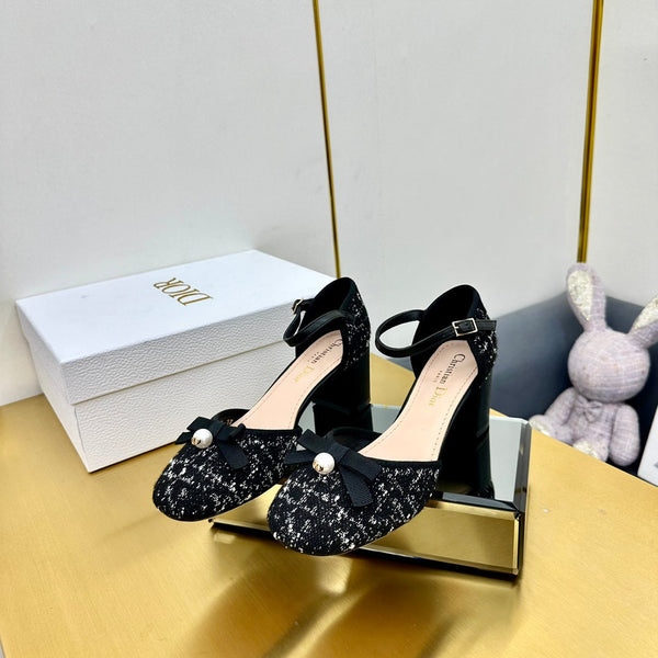 CD Ballet Slingback Pump 50mm In Black Tweed And Lambskin 111018